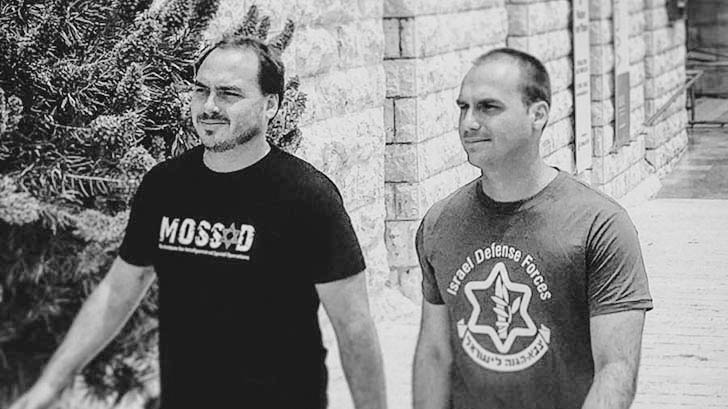 Jair Bolsanro sons with Mossad T-shirts on holiday in Zionist "Israel"