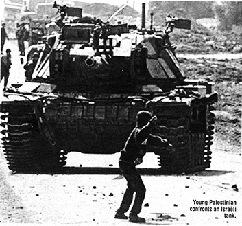 Palestinian stones Zionist tank
